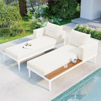 Lit de jour moderne en métal pour terrasse extérieure avec espaces latéraux recouverts de bois