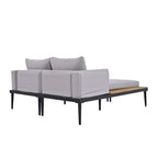 Lit de jour moderne en métal pour terrasse extérieure avec espaces latéraux recouverts de bois