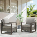 Lot de 2 chaises en rotin synthétique avec coussin - Gris