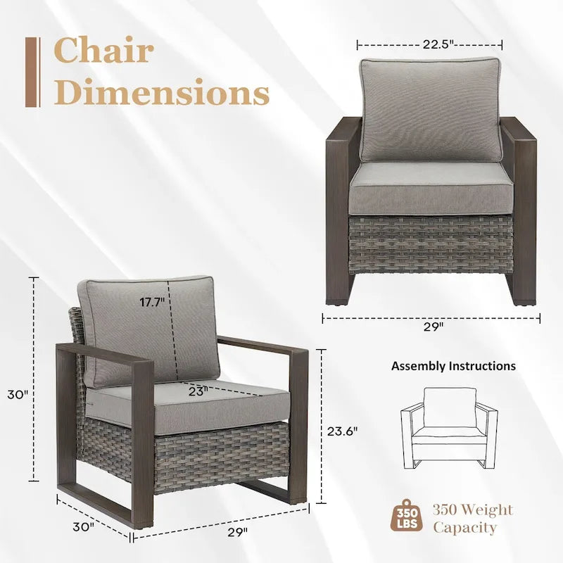 Lot de 2 chaises en rotin synthétique avec coussin - Gris
