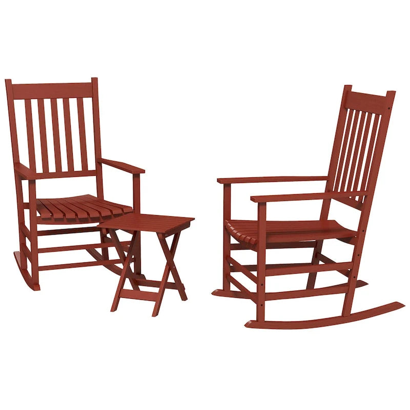 Ensemble de 2 fauteuils à bascule d'extérieur avec table d'appoint
