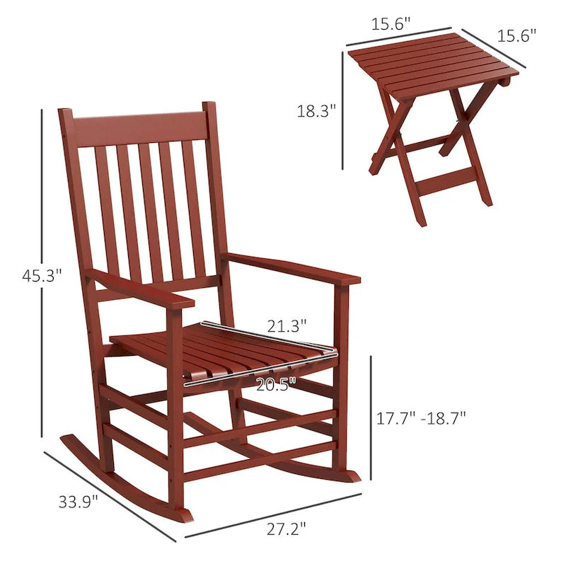 Ensemble de 2 fauteuils à bascule d'extérieur avec table d'appoint