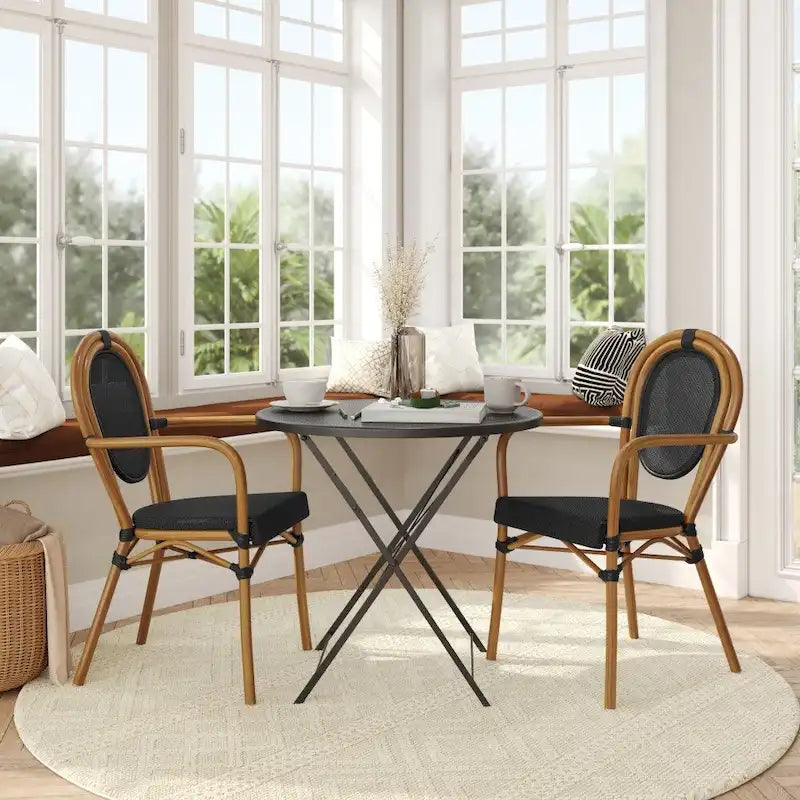 Lot de 2 chaises commerciales Paris tout temps avec accoudoirs et structure métallique - Non applicable