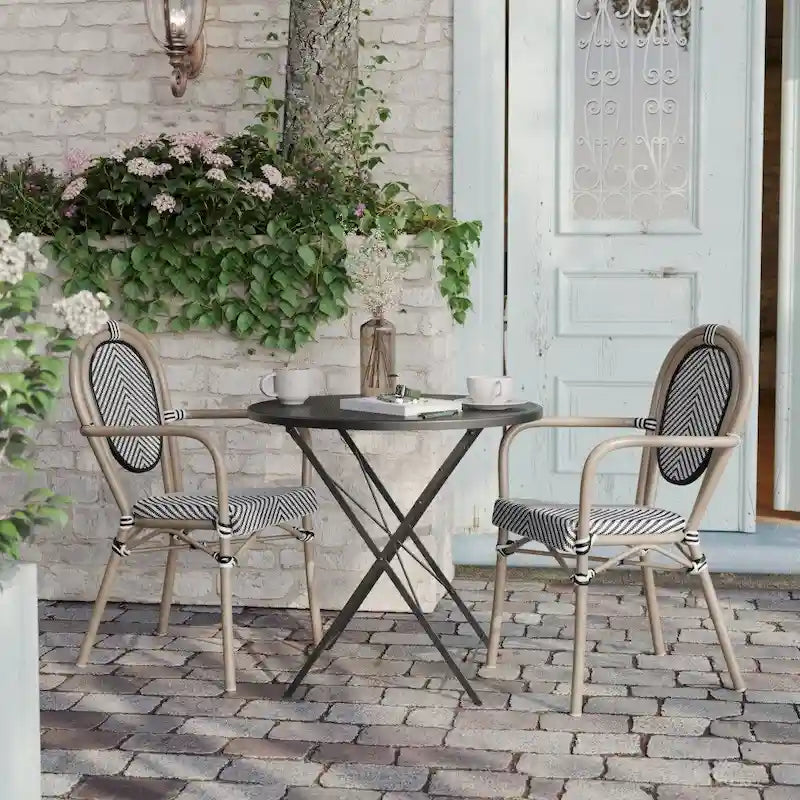 Lot de 2 chaises commerciales Paris tout temps avec accoudoirs et structure métallique - Non applicable