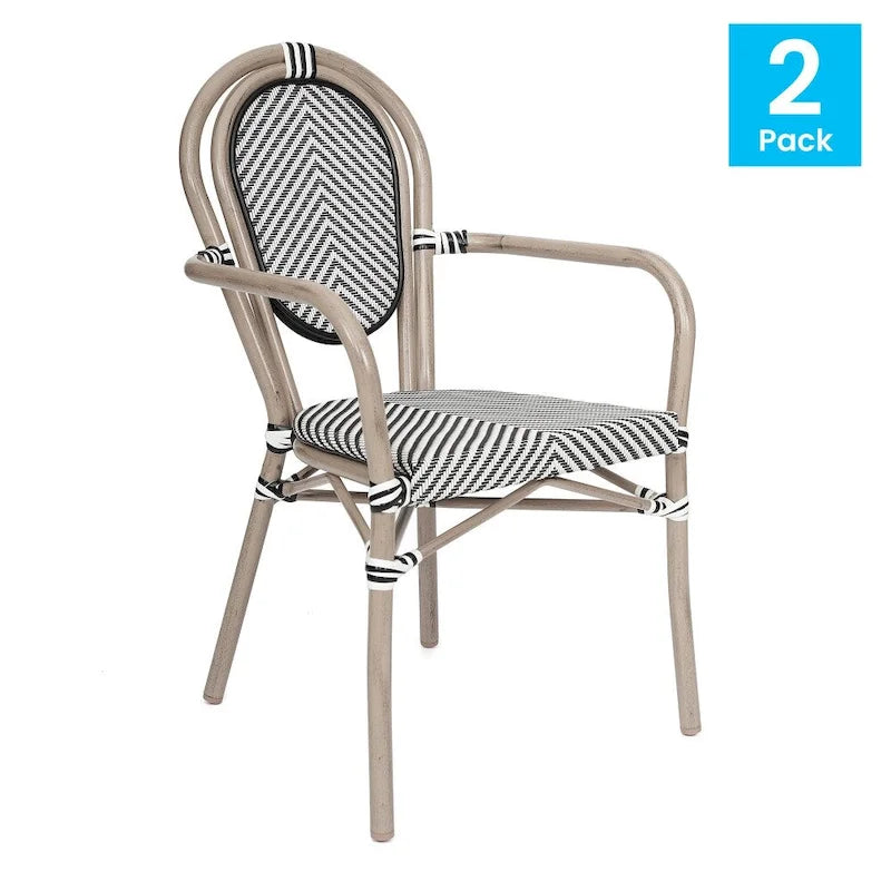 Lot de 2 chaises commerciales Paris tout temps avec accoudoirs et structure métallique - Non applicable