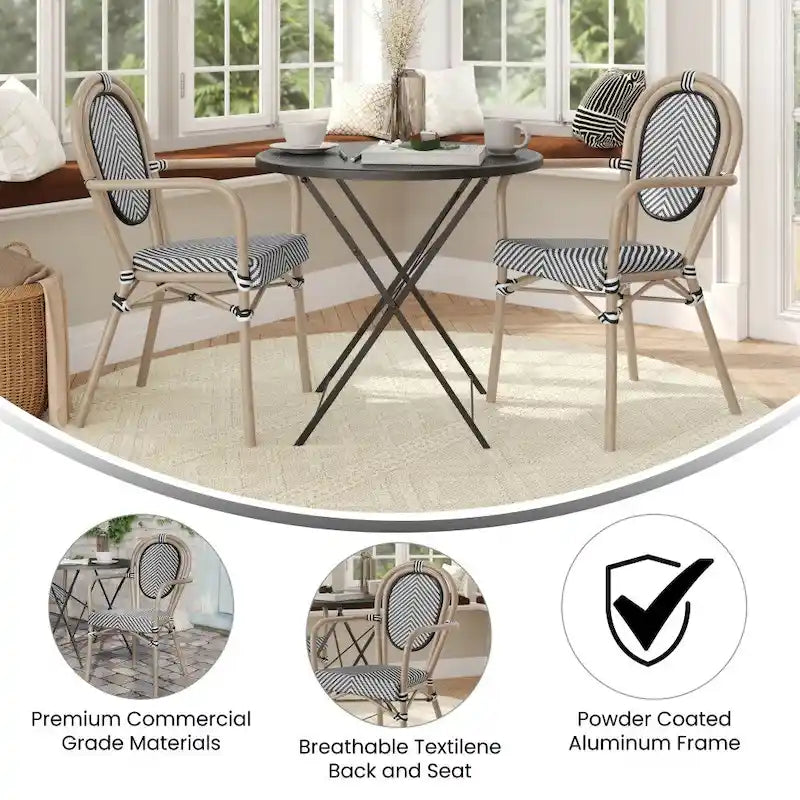 Lot de 2 chaises commerciales Paris tout temps avec accoudoirs et structure métallique - Non applicable