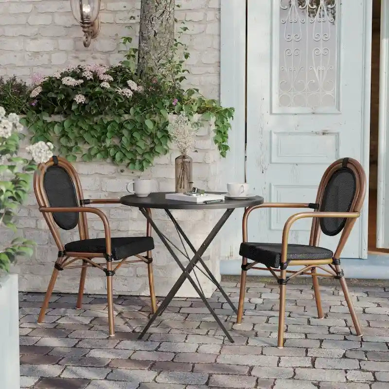 Lot de 2 chaises commerciales Paris tout temps avec accoudoirs et structure métallique - Non applicable