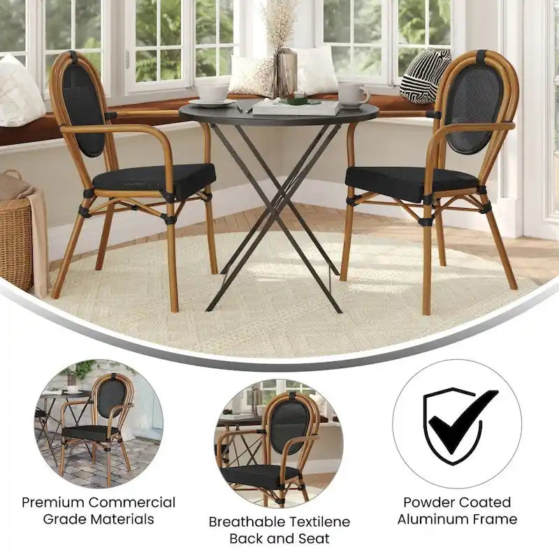 Lot de 2 chaises commerciales Paris tout temps avec accoudoirs et structure métallique - Non applicable