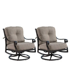 Fauteuils club pivotants à bascule d'extérieur en aluminium, assise profonde, finition cuivre antique, avec coussins épais en polyester beige (lot de 2)