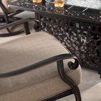 Fauteuils club pivotants à bascule d'extérieur en aluminium, assise profonde, finition cuivre antique, avec coussins épais en polyester beige (lot de 2)