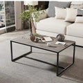 Table basse rectangulaire en pierre frittée pour salon ou bureau - 100 x 60 x 43 cm