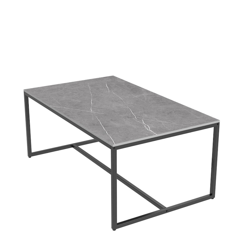 Table basse rectangulaire en pierre frittée pour salon ou bureau - 100 x 60 x 43 cm