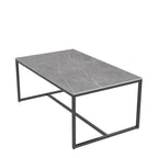 Table basse rectangulaire en pierre frittée pour salon ou bureau - 100 x 60 x 43 cm