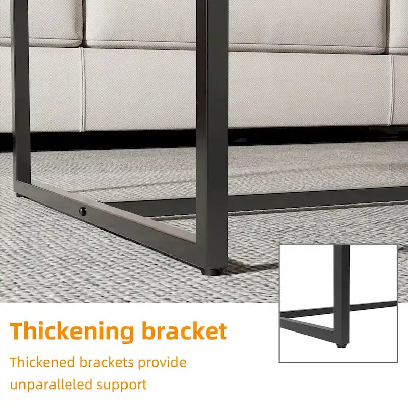 Table basse rectangulaire en pierre frittée pour salon ou bureau - 100 x 60 x 43 cm