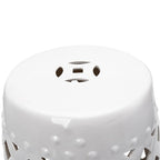 Table d'appoint décorative de patio, table de jardin en céramique avec motif en treillis tressé et matériaux robustes émaillés, verte