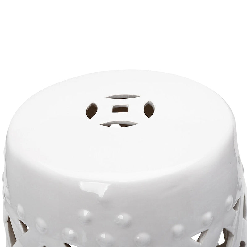 Table d'appoint décorative de patio, table de jardin en céramique avec motif en treillis tressé et matériaux robustes émaillés, verte