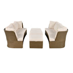 Ensemble de mobilier de jardin 5 pièces, canapé en osier avec coussins épais