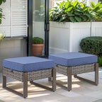 Gymojoy Outdoor Ottomans Footrest with Cushions - Grey