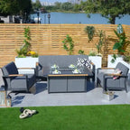 Ensemble de canapé et balancelle de patio en acrylique 4 pièces avec table foyer et barbecue