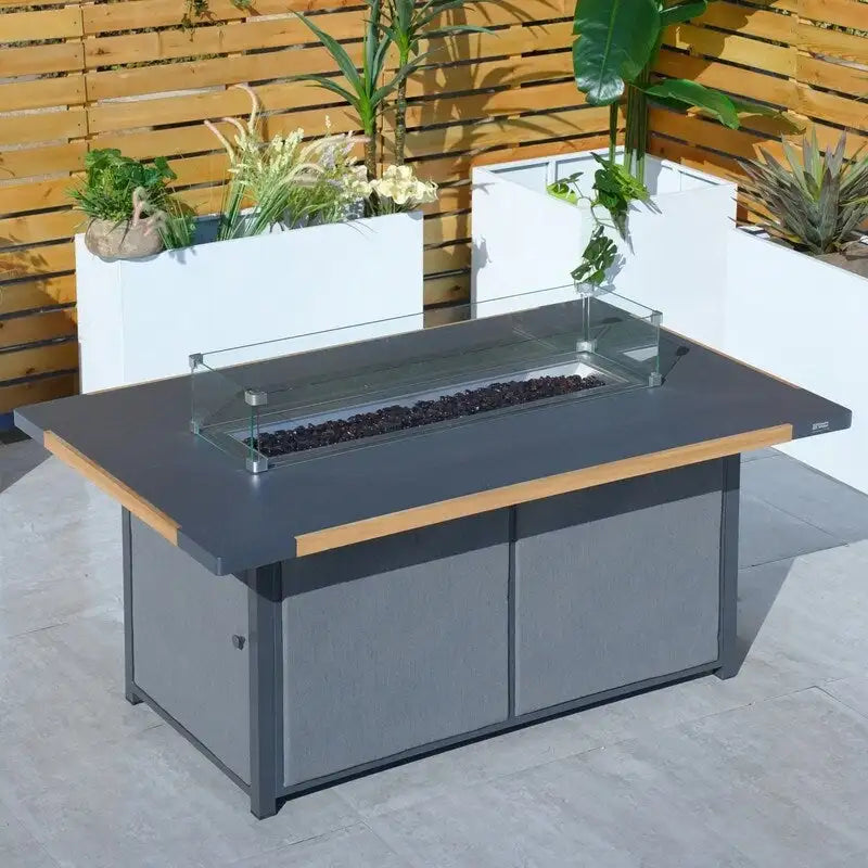 Ensemble de canapé et balancelle de patio en acrylique 4 pièces avec table foyer et barbecue