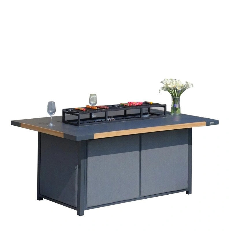 Ensemble de canapé et balancelle de patio en acrylique 4 pièces avec table foyer et barbecue