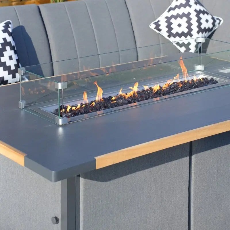 Ensemble de canapé et balancelle de patio en acrylique 4 pièces avec table foyer et barbecue