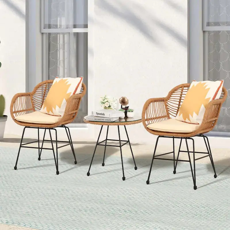 Vrakae Upgraded 3 Piece Outdoor Patio Bistro Set