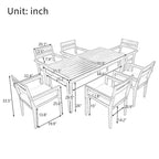 Ensemble de salle à manger d'extérieur 7 pièces, table rectangulaire en bois d'acacia avec chaises