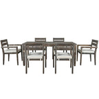 Ensemble de salle à manger d'extérieur 7 pièces, table rectangulaire en bois d'acacia avec chaises