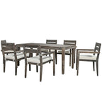 Ensemble de salle à manger d'extérieur 7 pièces, table rectangulaire en bois d'acacia avec chaises