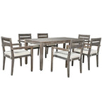 Ensemble de salle à manger d'extérieur 7 pièces, table rectangulaire en bois d'acacia avec chaises