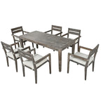 Ensemble de salle à manger d'extérieur 7 pièces, table rectangulaire en bois d'acacia avec chaises
