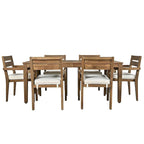 Ensemble de salle à manger d'extérieur 7 pièces, table rectangulaire en bois d'acacia avec chaises
