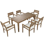 Ensemble de salle à manger d'extérieur 7 pièces, table rectangulaire en bois d'acacia avec chaises