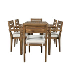 Ensemble de salle à manger d'extérieur 7 pièces, table rectangulaire en bois d'acacia avec chaises