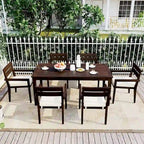 Ensemble de salle à manger d'extérieur 7 pièces, table rectangulaire en bois d'acacia avec chaises