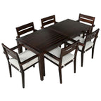 Ensemble de salle à manger d'extérieur 7 pièces, table rectangulaire en bois d'acacia avec chaises