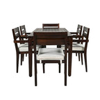 Ensemble de salle à manger d'extérieur 7 pièces, table rectangulaire en bois d'acacia avec chaises