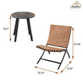 Ensemble de 3 chaises pliantes d'extérieur Jamison en rotin tressé marron clair - Non disponible