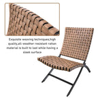Ensemble de 3 chaises pliantes d'extérieur Jamison en rotin tressé marron clair - Non disponible