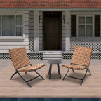 Ensemble de 3 chaises pliantes d'extérieur Jamison en rotin tressé marron clair - Non disponible