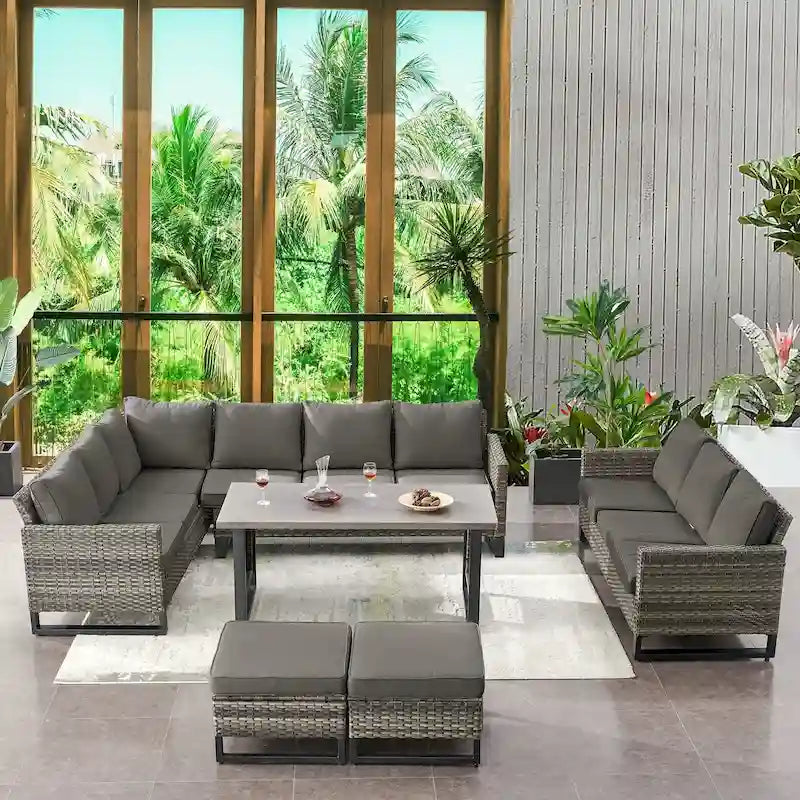 Ensemble canapé d'angle d'extérieur 6 places