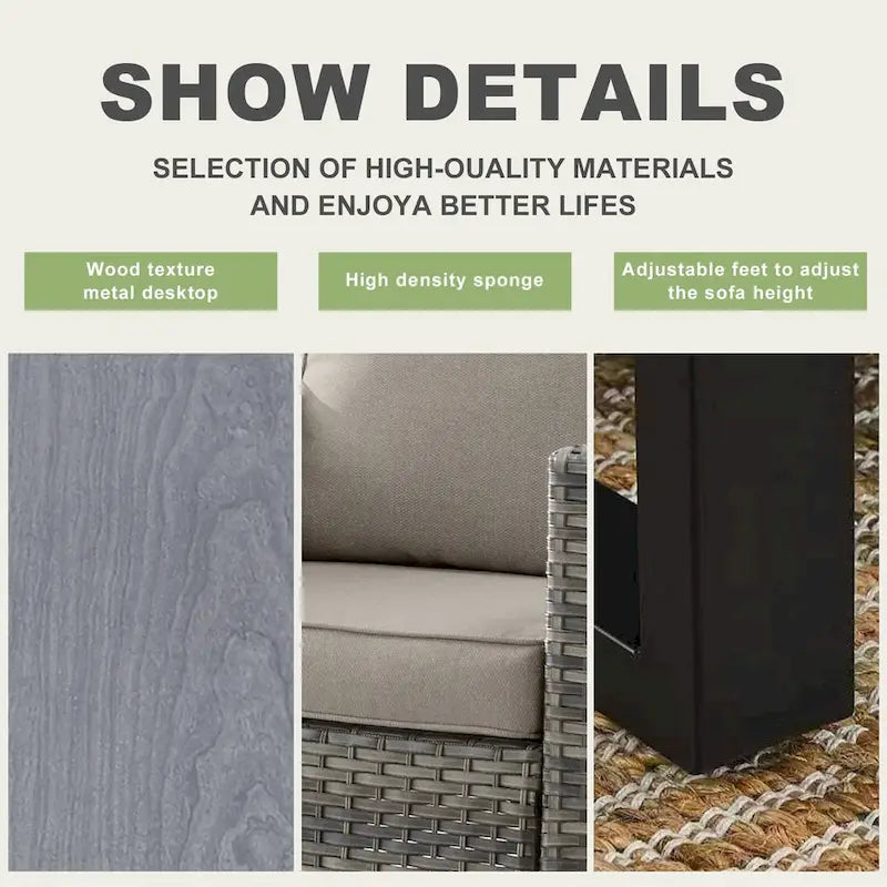 Ensemble canapé d'angle d'extérieur 6 places