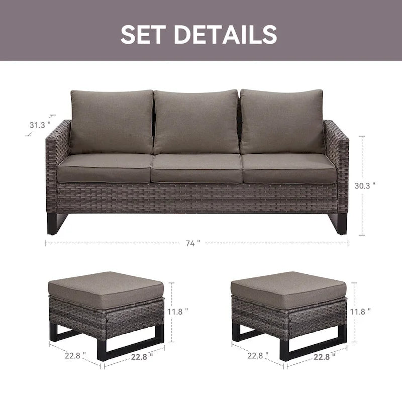 Ensemble canapé d'angle d'extérieur 6 places