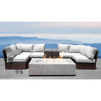 Canapé d'angle avec table basse et foyer Living Source International Lucca 9 pièces