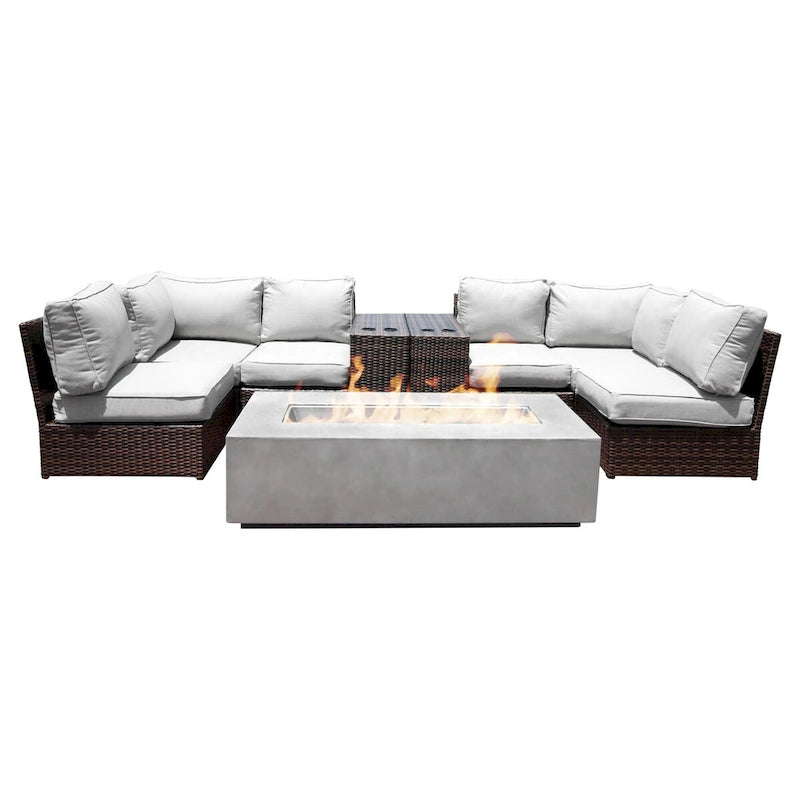 Canapé d'angle avec table basse et foyer Living Source International Lucca 9 pièces