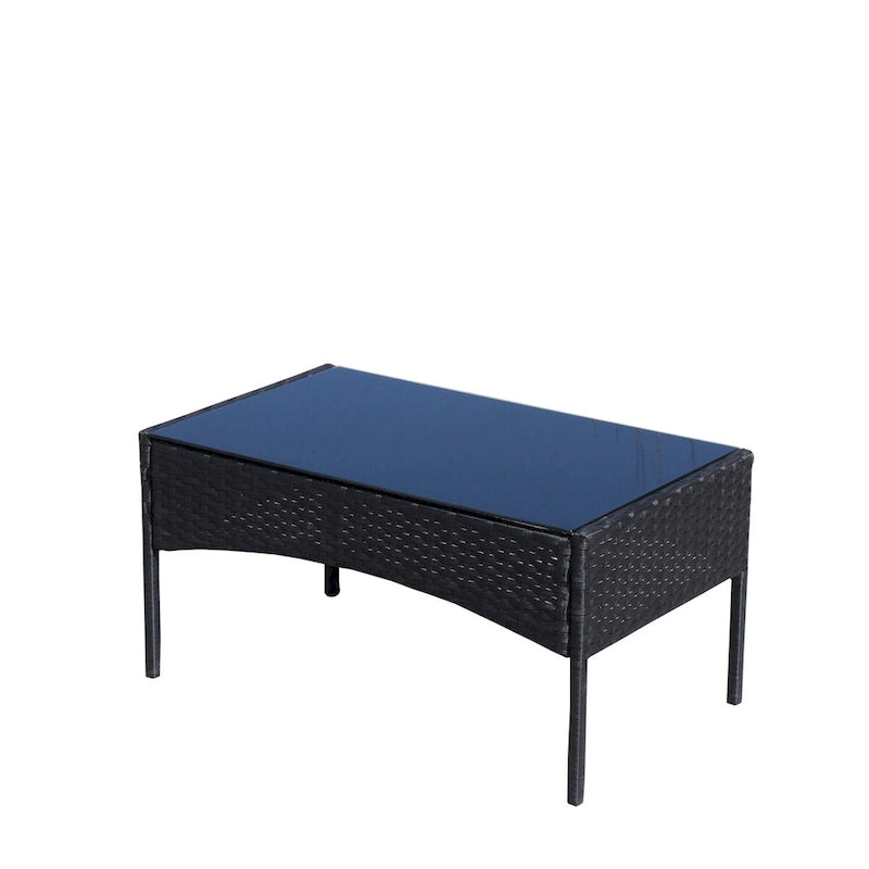 Ensemble de mobilier de patio en rotin 4 pièces, canapé d'extérieur en osier avec coussins (coussins beiges)