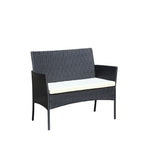 Ensemble de mobilier de patio en rotin 4 pièces, canapé d'extérieur en osier avec coussins (coussins beiges)