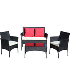 Ensemble de mobilier de patio en rotin 4 pièces, canapé d'extérieur en osier avec coussins (coussins beiges)