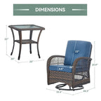 Ensemble de 3 fauteuils pivotants et berçants pour patio - Marron